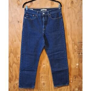 Levi's Wedgie Straight Jeans Women's 29 Dark Wash Denim Button Fly Classic Basic